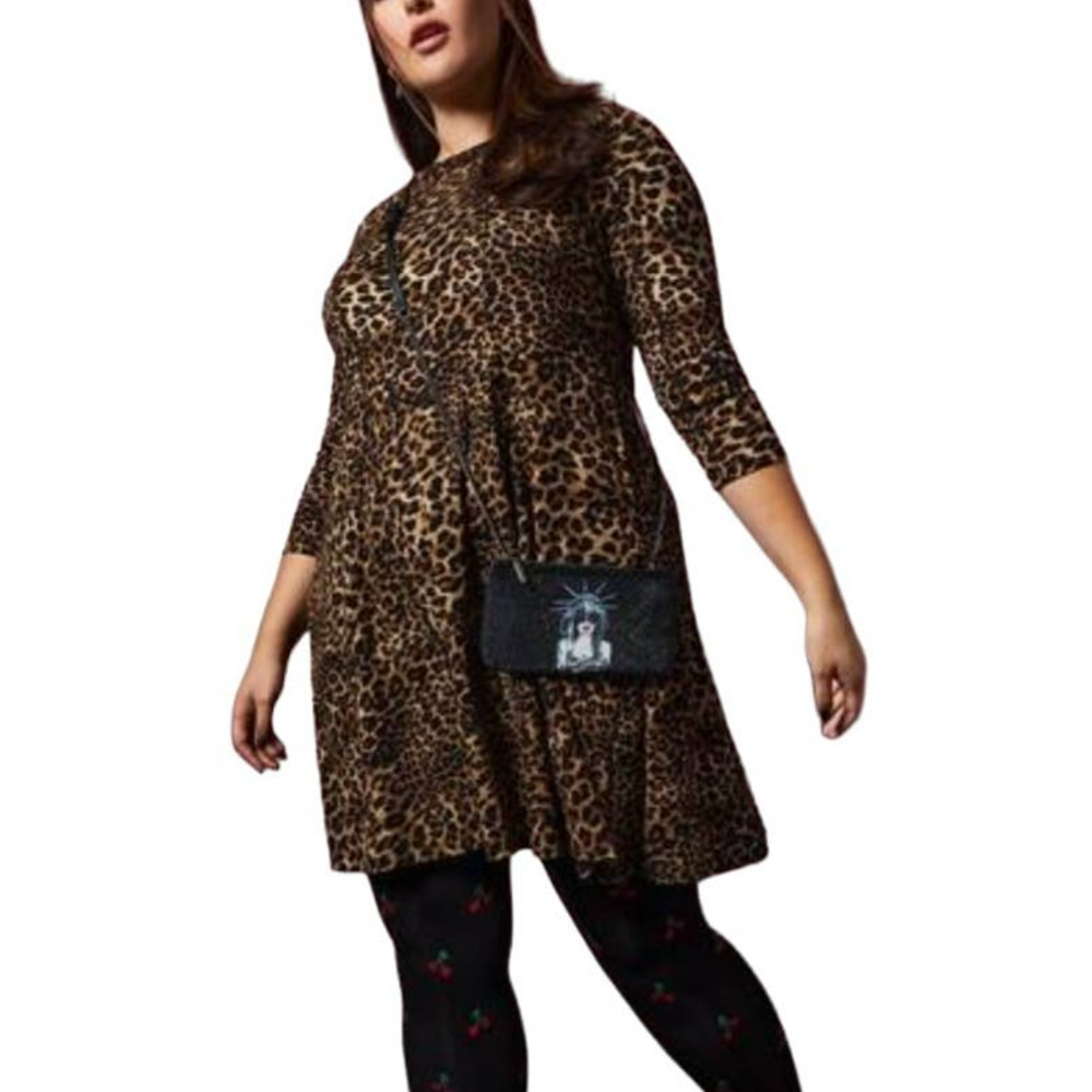 Torrid x Betsey Johnson Leopard Ponte Skater Dress With Back Cutout Size 4X